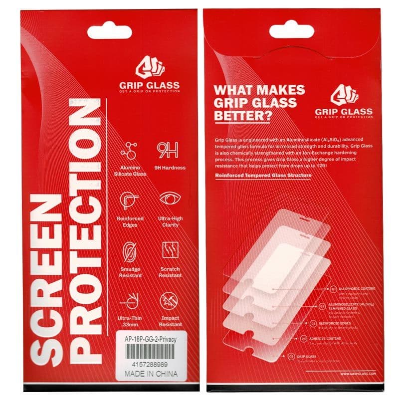 Grip Glass - Tempered Glass Screen Protector for iPhone 18 Pro (Privacy) - Injured Gadgets