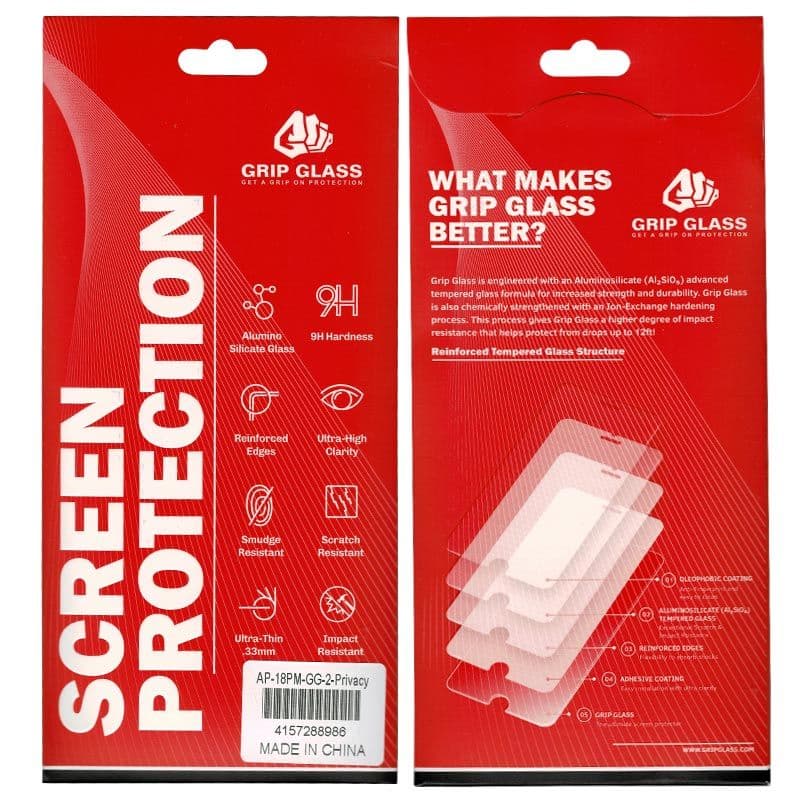 Grip Glass - Tempered Glass Screen Protector for iPhone 18 Pro Max (Privacy) - Injured Gadgets