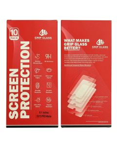(10 Pack) Grip Glass - Matte Tempered Glass Screen Protector for iPhone 15 / 15 Pro / 16