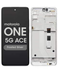 Genuine -LCD Screen and Digitizer Assembly w/ Frame for Motorola One 5G Ace (XT2113-2 / 2021) (Frosted Silver)