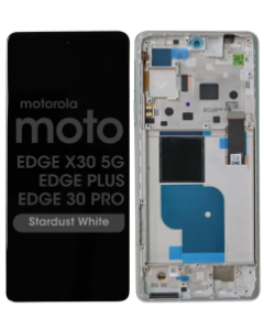 Genuine - LCD Screen and Digitizer Assembly w/ Frame for Motorola Edge X30 5G (XT2201-2/6 / 2021) / Edge Plus (XT2201-4 / 2022) / Edge 30 Pro (XT2201-1 / 2022) (Stardust White)