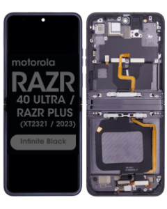 Genuine - OLED Assembly w/ Frame for Moto Razr 40 Ultra / Razr Plus (XT2321 / 2023) (Infinite Black)