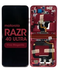 Genuine - OLED Assembly w/ Frame for Moto Razr 40 Ultra (XT2321 / 2023) (Viva Magenta)