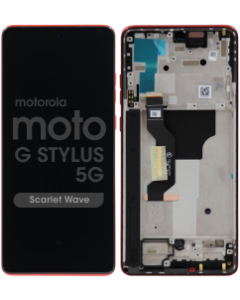 Genuine - OLED Assembly w/ Frame for Motorola Moto G Stylus 5G (XT2419 / 2024) (Scarlet Wave)