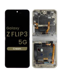 Refurbished - OLED Assembly w/ Digitizer for Samsung Galaxy Z Flip 3 5G (F711) (Cream)