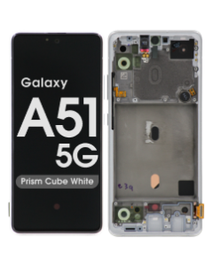Refurbished - OLED Screen and Digitizer Assembly w/ Frame for Samsung Galaxy A51 5G (All Carriers except Verizon A516V) (A516 / 2020) (Prism Cube White)