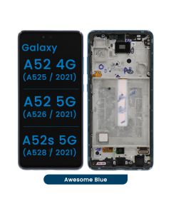 Refurbished - OLED Screen and Digitizer Assembly w/ Frame for Samsung Galaxy A52 4G (A525 / 2021) / A52 5G (A526 / 2021) (Awesome Blue)