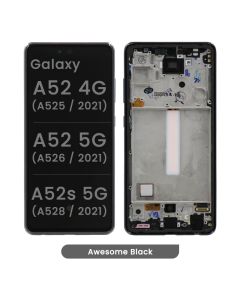 Refurbished - OLED Screen and Digitizer Assembly w/ Frame for Samsung Galaxy A52 4G (A525 / 2021) / A52 5G (A526 / 2021) (Awesome Black)