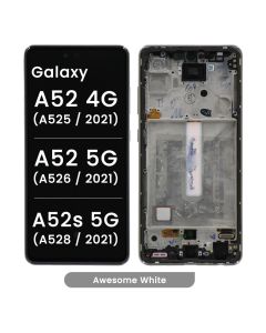 Refurbished - OLED Screen and Digitizer Assembly w/ Frame for Samsung Galaxy A52 4G (A525 / 2021) / A52 5G (A526 / 2021) (Awesome White)