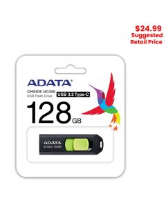 ADATA - UC300 USB 3.2 / 128GB  USB-C Flash Drive (Black / Green)