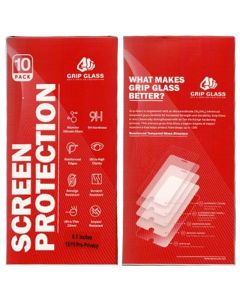 (10 Pack) Grip Glass - Privacy Tempered Glass Screen Protector for iPhone 15 / 15 Pro / 16