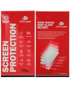 (10 Pack) Grip Glass - Tempered Glass Screen Protector for iPhone 12 Mini (Clear)