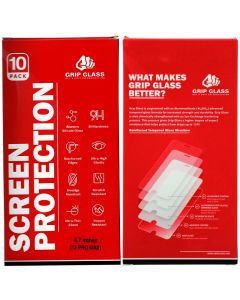 (10 Pack) Grip Glass - Tempered Glass Screen Protector for iPhone 12 Pro Max (Clear)