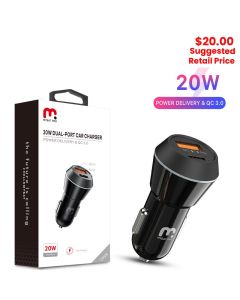 MyBat Pro - 2 Port USB-C PD / QC 3.0 Car Adapter (20W)