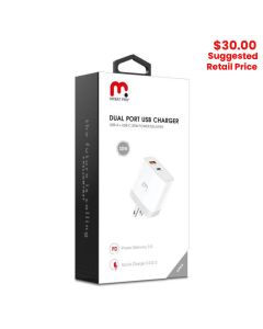 MyBat Pro - Dual USB / USB-C Adapter (30W) (White)