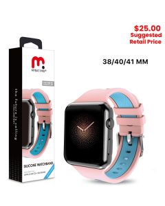 MyBat Pro - Silicone Antimicrobial Watchband for Apple Watch Series 4, 40mm / 7, 41mm / SE, 40mm (Pink / Teal)
