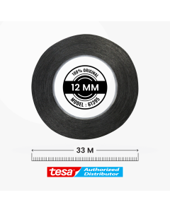 Tesa - Black Tape Adhesive (12mm x 33m)
