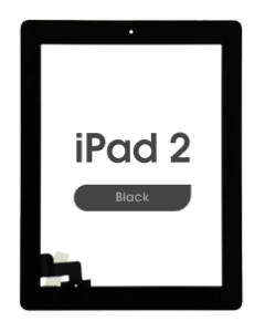 Aftermarket - Glass and Digitizer Touch Panel w/ Home Button for iPad 2 (Black)