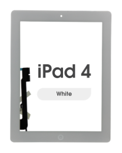 Aftermarket - Glass and Digitizer Touch Panel w/ Home Button for iPad 4 (White)