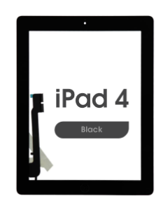 Aftermarket w/ Home Button - Glass and Digitizer Touch Panel for iPad 4 (Black)