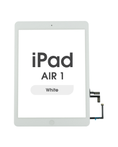 Premium - Glass and Digitizer Touch Panel  w/ Home Button for iPad Air 1 (White)