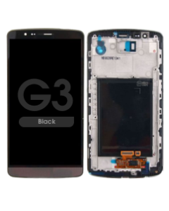 Complete Assembly - LCD Screen and Digitizer Assembly w/ Frame for LG G3 (D850 / D851 / D855 / VS985 / LS990) (Black)