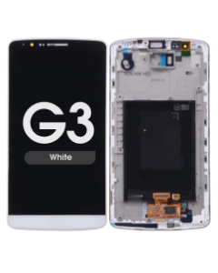 Complete Assembly - LCD Screen and Digitizer Assembly w/ Frame for LG G3 (D850 / D851 / D855 / VS985 / LS990) (White)