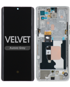 Refurbished - OLED Screen and Digitizer Assembly w/ Frame for LG Velvet (G9) (Verizon UW) (Aurora Gray)