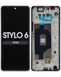 LCD Screen and Digitizer Assembly w/ Frame for LG Stylo 6 (White)