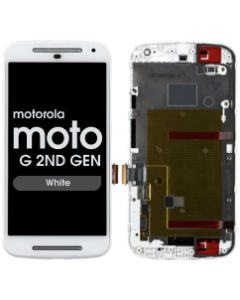 LCD Screen and Digitizer Assembly w/ Frame for Motorola Moto G 2nd Gen (XT1063 / XT1064 / XT1068) (White)