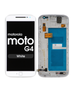 LCD Screen and Digitizer Assembly w/ Frame for Motorola Moto G4 (XT1625) (White)