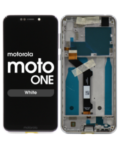 LCD Screen and Digitizer Assembly w/ Frame for Motorola Moto One (XT1941) (White)