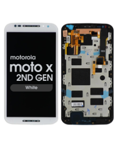 LCD Screen and Digitizer Assembly w/ Frame for Motorola Moto X 2nd Gen (XT1096) (White)