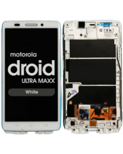 LCD Screen and Digitizer Assembly w/ Frame for Motorola Droid Ultra MAXX (XT1080) (White)