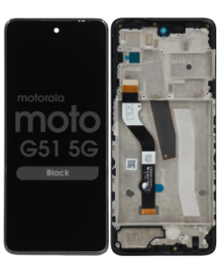 Refurbished - LCD Screen and Digitizer Assembly w/ Frame for Motorola Moto G51 5G (XT2171 / 2021) (Black)