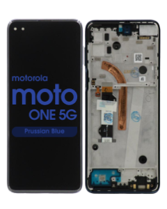 Premium - LCD Screen and Digitizer Assembly w/ Frame for Motorola Moto One 5G (XT2075-1 / XT2075-2) (Prussian Blue)