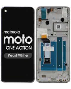 LCD Screen and Digitizer Assembly w/ Frame for Motorola Moto One Action (XT2013-1 / XT2013-2 / XT2013-4) (Pearl White)