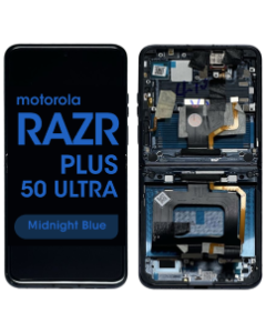 Refurbished - Inner OLED Screen and Digitizer Assembly w/ Frame for Motorola Moto Razr Plus / Razr 50 Ultra (XT2451 / 2024) (Ｍidnight Blue)