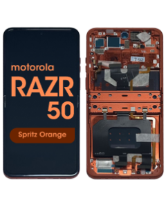 Refurbished- OLED Screen and Digitizer Assembly w/ Frame for Moto Razr / Razr 50 (XT2453 / 2024) (Spritz Orange)