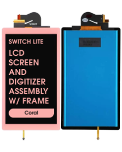 Refurbished - LCD Screen and Digitizer Assembly w/ Frame for Switch Lite (Coral)