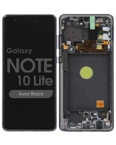 Service Pack - OLED Screen and Digitizer Assembly w/ Frame for Samsung Galaxy Note 10 Lite (N770) (Aura Black)
