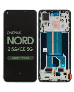 Refurbished - OLED Screen and Digitizer Assembly w/ Frame for OnePlus Nord 2 5G / Nord CE 5G (Green Wood)