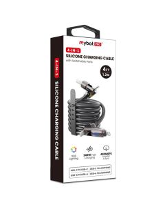 MyBat Pro - (4ft) 4-in-1 Silicone Charging Cable w/ RGB Lights (Black)