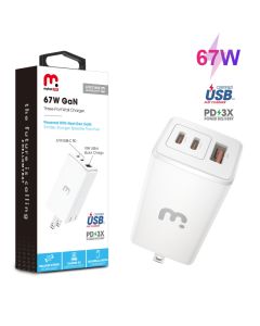 MyBat Pro - Three Port Fast Charging Power Delivery Wall Charger (67W) (White)