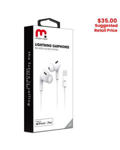 MyBat Pro - Mfi Lightning Earphones w/ Volume Control (White)
