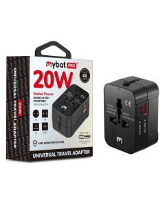 MyBat Pro - 20W PD Dual-Port Universal Travel Adapter (US/UK/EU/AU) (Black)