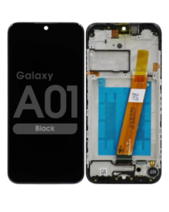 Premium - LCD Screen and Digitizer Assembly w/ Frame for Samsung Galaxy A01 (Narrow Connector) (USB-C) (International Version) (A015) (Black)