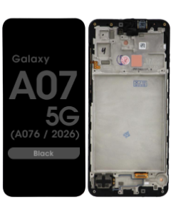 Refurbished - LCD Screen and Digitizer Assembly w/ Frame for Samsung Galaxy A07 5G (A076 / 2026) (Black) - Injured Gadgets