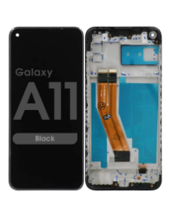 Refurbished - LCD Screen and Digitizer Assembly w/ Frame for Samsung Galaxy A11 (A115U / A115A) (Short Lens Version) (159.5mm) (Black)