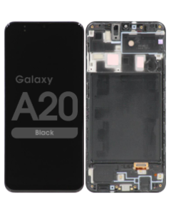 Refurbished - OLED Screen and Digitizer Assembly w/ Frame for Samsung Galaxy A20 (A205) (Black)(International)